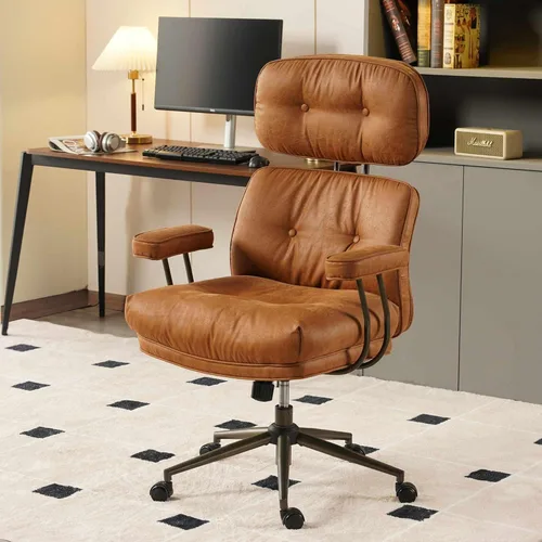 Miniatura 12 de Silla de escritorio para oficina en casa, respaldo alto, ruedas de goma, ergonómicas para computadora, con soporte lumbar, silla giratoria de altura