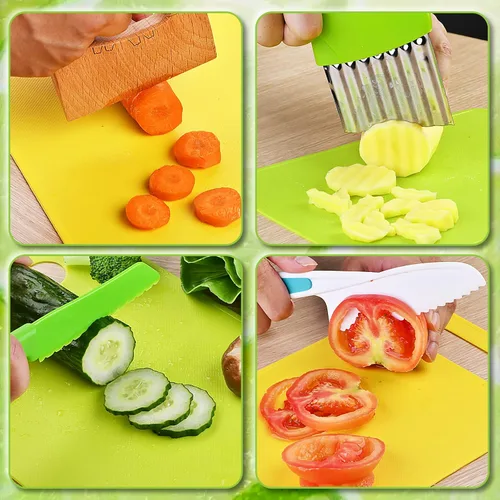 Miniatura 3 de Montessori - Cuchillos infantiles para cocina real, juego de 13 piezas de cuchillos de cocina de madera para niños, incluye 4 cuchillos de plástico