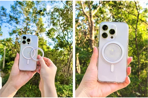 Miniatura 4 de metisinno Base magnética compatible con agarres de teléfono PopSocket y fundas MagSafe para iPhone, transparente y blanco