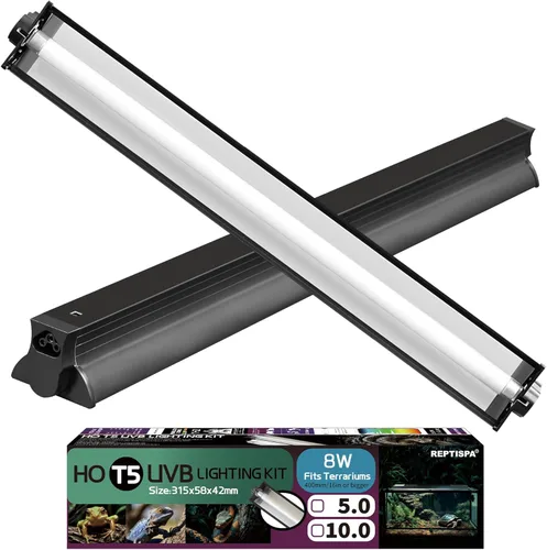 Kit combinado de iluminación T5 HO UVB, lámpara de reptil de 8 W con bombillas fluorescentes, luz UVB Desert 10.0 para reptiles y anfibios, luz de