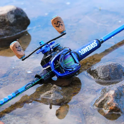 Miniatura 7 de One Bass Cañas de Pescar, Caña Giratoria y de Casting de Grafito IM7, Caña de Baitcasting de 2 Piezas de Calidad Resistente con Mango de Súper