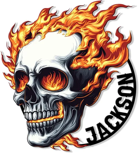 Miniatura 10 de Letrero de metal personalizado con calavera, letrero colgante de calavera para porche al aire libre, valla de pared con nombre personalizado, patio