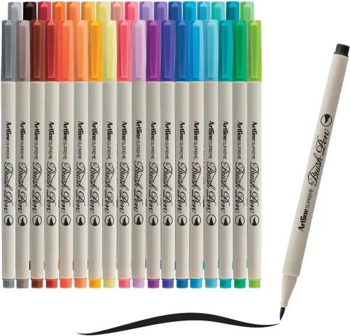 Miniatura 8 de Artline SUPREME - Bolígrafos de pincel Certificado AP seguro para niños Tinta resistente a la desenfoque EPFS-F Punta de pincel flexible que