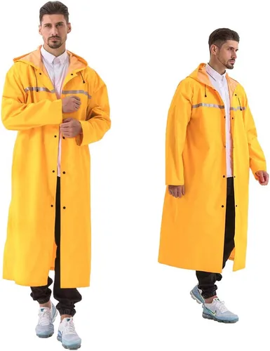 Miniatura 7 de Impermeable para Adultos, Ponchos de Lluvia con Capucha para Hombre, Chaqueta ligera, Impermeable, Larga, Cortavientos para Hombres Mujeres