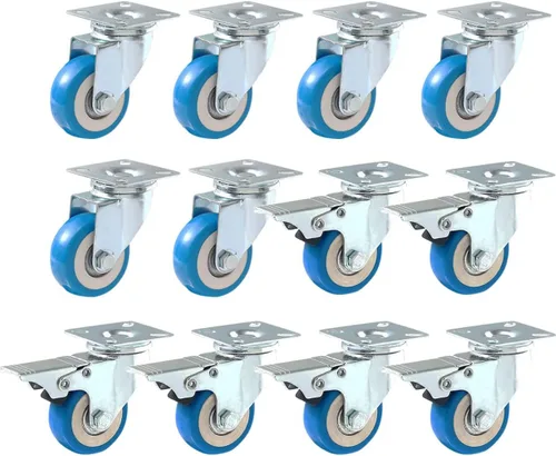 Miniatura 11 de 12 Ruedas de placa giratoria, poliuretano azul, 1,500 libras de capacidad, Azul