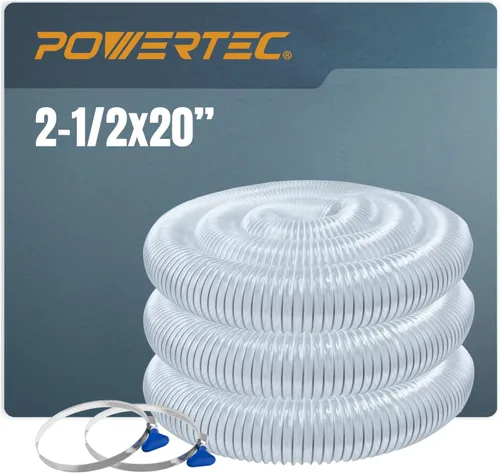 Miniatura 8 de POWERTEC Manguera de recolección de polvo de 2-1/2 x 36 pulgadas, manguera flexible de colector de polvo de PP de 2.5 pulgadas para sierra de mesa