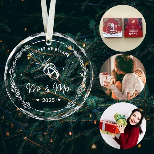 Miniatura 2 de Adorno de Navidad 2025, regalos de boda, adorno de boda de matrimonio de señor y señora 2025 – Regalo para nuevas parejas, novia, novio, despedida