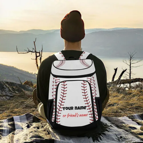 Miniatura 6 de Mochila deportiva de béisbol a rayas a prueba de fugas, gran capacidad, aislada, bolsa de almuerzo para trabajo/senderismo, campamento/playa/pesca