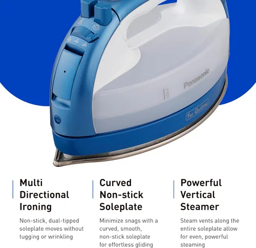 Miniatura 3 de Panasonic NI-QL1000A - Plancha inalámbrica, portátil de 360 grados de estilo libre, plancha de vapor con puntas de precisión y suela de acero Azul