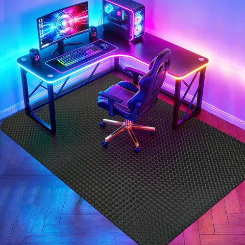Miniatura 12 de Vicwe Tapete para silla de juegos para suelo de madera dura, 60 x 46 pulgadas, tapete grande para silla de oficina, tapete de PVC para silla