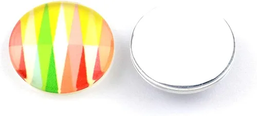 Craftdady 50 unidades de cabujones de cristal con parte trasera plana impresa de tiras geométricas coloridas de 0.472 in, cabujones de cúpula de