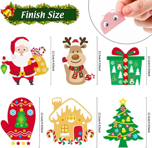 Miniatura 6 de Civaner 24 Kits de Manualidades de Navidad para Niños Adornos de Árbol Colgantes Arte y Manualidades Proyecto DIY Kit de Manualidades Casa