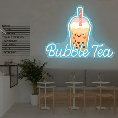 Miniatura 2 de Letrero de Neón de Té de Burbujas, Luz LED de Neón de Té Boba y Leche para Bebidas, Café, Barra de Tienda, Decoración de Pared, Arte Personalizado