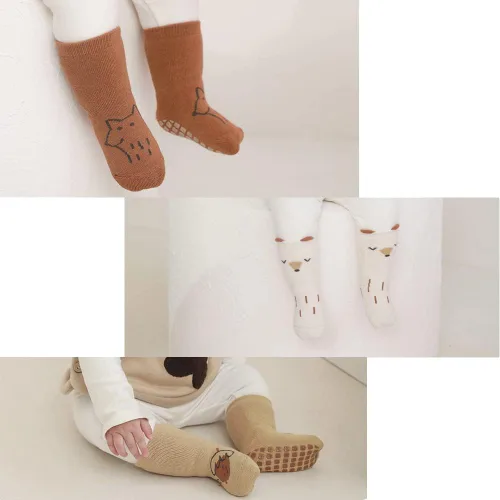 Miniatura 7 de Exegawe Baby Non Slip Socks Winter 5 Pairs Kid Thick Warm Crew Socks with Grips