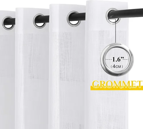 Miniatura 2 de NICETOWN Cortinas de lino transparente blanco para ventanas de 84 pulgadas de largo, cortinas verticales semitransparentes con ojales en la parte