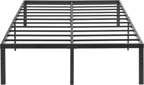 VECELO Base de cama alta de plataforma de metal tamaño Queen de 18 pulgadas, listones de acero resistente, base de colchón de fácil montaje, no