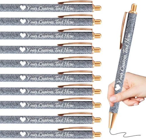 Miniatura 36 de Bolígrafos personalizados con purpurina con nombre a granel, 10 unidades, bolígrafos personalizados con punta de lápiz digital para mujeres y niñas