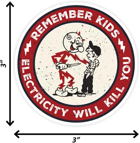 Miniatura 2 de Remember Kids Electricity Will Kill You - Calcomanías para casco duro, calcomanías de advertencia de kilovatios rojos; juego de 5 - Ideal