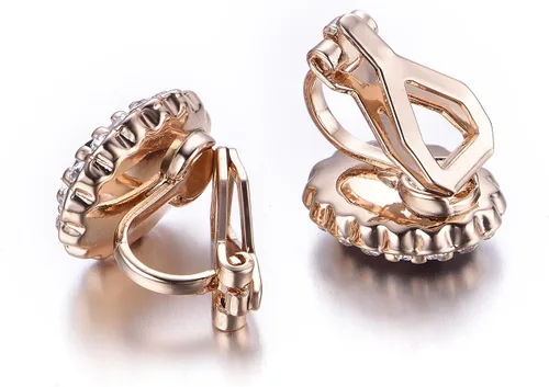 Miniatura 35 de Yoursfs Austria - Aretes de clip de cristal para mujer, chapados en oro de 18 quilates, joyería de moda con halo de circonita cúbica, aretes sin