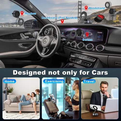 Miniatura 5 de Soporte magnético de teléfono al vacío para tu automóvil, soporte de teléfono ajustable de 360° para Magsafe con potente imán, soporte plegable