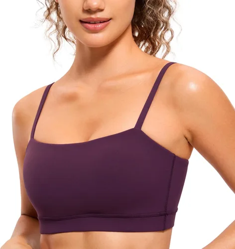 CRZ YOGA Butterluxe - Brasier deportivo ajustable con tirantes delgados para mujer, con relleno, sin varillas, cuello cuadrado, para entrenamiento,