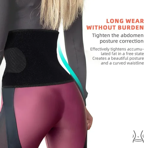 Miniatura 7 de ellostar Faja reductora de cintura para mujeres y hombres y banda de control de abdomen, moldeador de cuerpo, sauna, banda para el sudor Negro