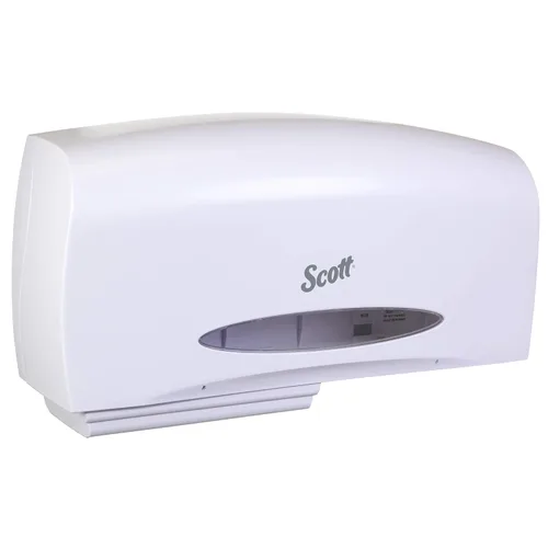 Kimberly-Clark Scott Essential JRT - Dispensador de papel higiénico doble sin núcleo (09609), alta capacidad, duradero, 20 x 6 x 11 pulgadas, color