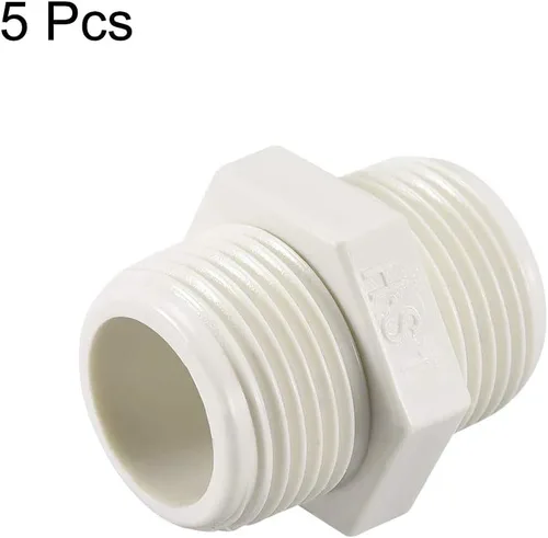 Miniatura 3 de uxcell Tubo de PVC accesorio hexagonal pezón G1 X G1 conector adaptador de rosca macho 5pcs