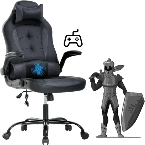 Miniatura 8 de Silla de juegos, silla de oficina, silla de escritorio, silla ergonómica de respaldo alto con soporte lumbar, reposabrazos abatibles, reposacabezas