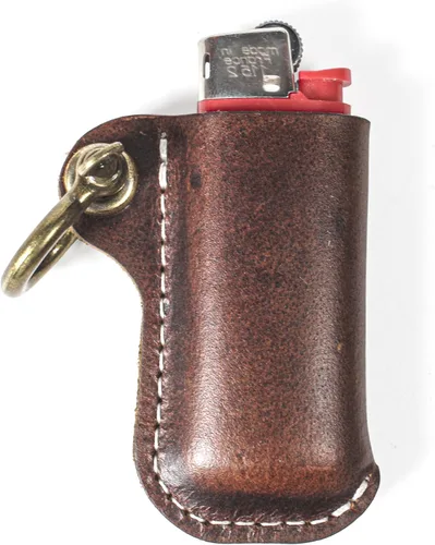 Miniatura 11 de HUMWE BIC - Funda para encendedor de cuero para encendedor de tamaño estándar, funda de cuero genuino con grilletes de herradura de metal