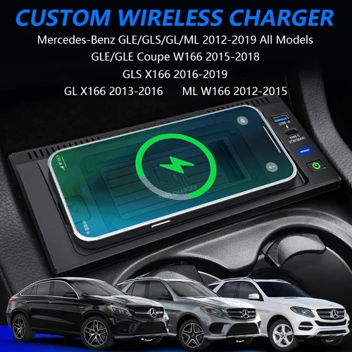 Miniatura 2 de Cargador de coche inalámbrico para Mercedes-Benz GLE/GLE Coupé/GLS/GL/ML W166 X166 C292 GLE350 GLS400 ML450 GL550 AMG 2012-2019 accesorio, cargador