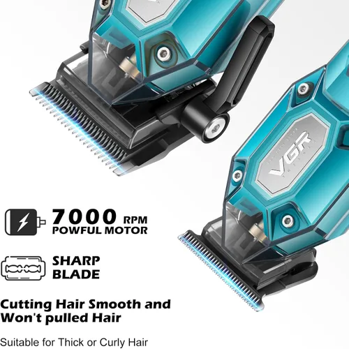 Miniatura 3 de VGR Cortadora de pelo profesional para hombres, juego de cortapelos y recortadoras inalámbricas, kit de corte de pelo para hombre con 10 peines Verde