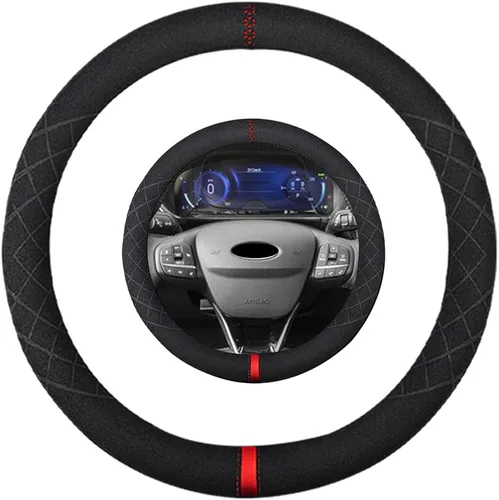 Miniatura 23 de Funda de volante de ante K LAKEY, compatible con Dodge Avenger Grand Caravan Challenger Charger, cubierta de volante deportiva antideslizante