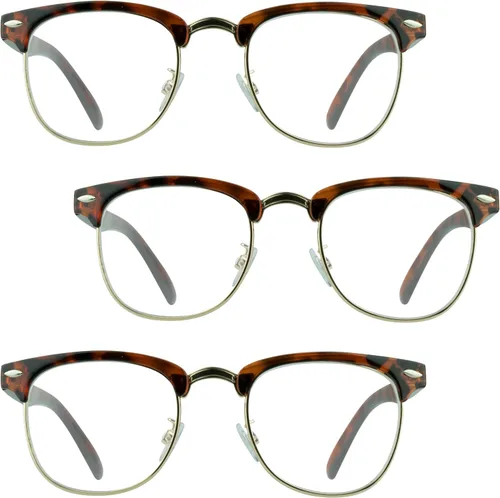 Miniatura 8 de proSPORT Gafas de lectura con montura de cuerno, vintage, clásicas, semi sin montura para hombres y mujeres, 2 pares combinados