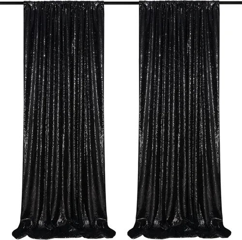 Miniatura 45 de Telón de fondo de lentejuelas moradas 2 paneles 2FTx8FT con purpurina telón de fondo cortinas para fiesta de Halloween fondo de fotos para bodas
