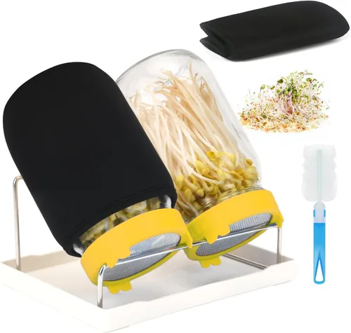 Miniatura 12 de [Tamaño grande] Kit de germinación de 68 onzas, 2 kits de tarros de germinación, tarros de boca ancha con tapa de brote de pantalla de acero