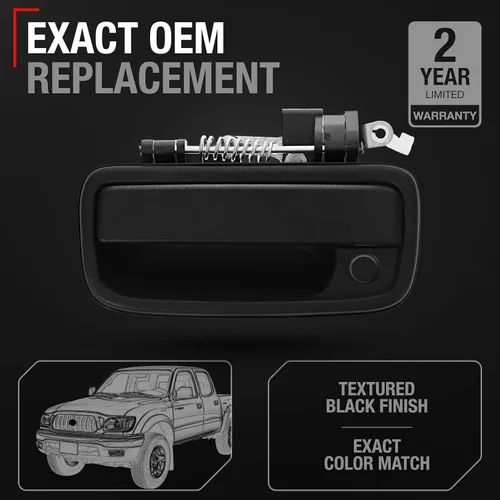 Miniatura 2 de Reemplazo de manija de puerta delantera exterior del conductor, compatible con Toyota Tacoma 1995-2004, negro liso, plástico, OEM 69220-35020
