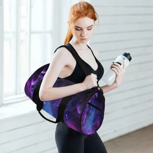 Miniatura 6 de Leideawo Bolsa redonda de gimnasio para mujeres y hombres, multifunción, viajes, entrenamiento, baile, natación, bolsa de deporte, Hermosa flor
