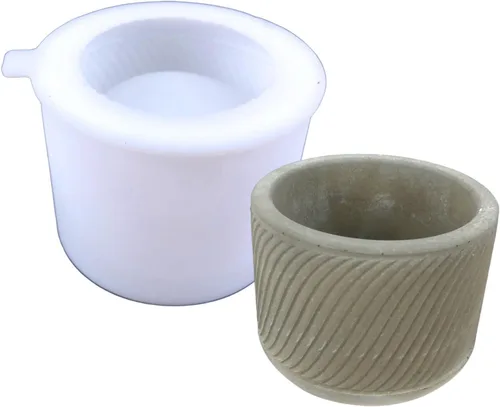 Miniatura 14 de Molde de silicona para maceta de flores redonda de hormigón con patrón vintage, molde de jarrón para plantas suculentas de yeso, molde