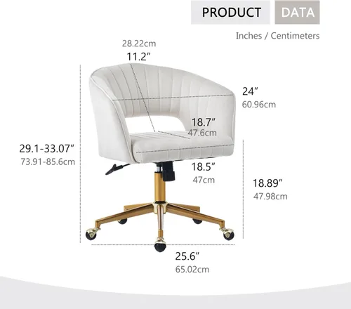 Miniatura 2 de ECHINGLE Silla de escritorio de oficina en casa, tapizada de terciopelo, moderna y cómoda, silla de oficina para mujer, ergonómica, ajustable