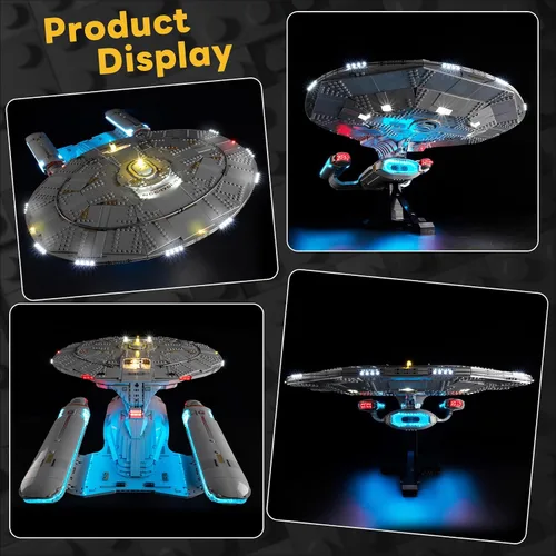 Miniatura 5 de Kyglaring Kit de luz LED compatible con bloques de construcción Lego U.S.S. Enterprise NCC-1701-D 10356, control remoto actualizado, solo luces