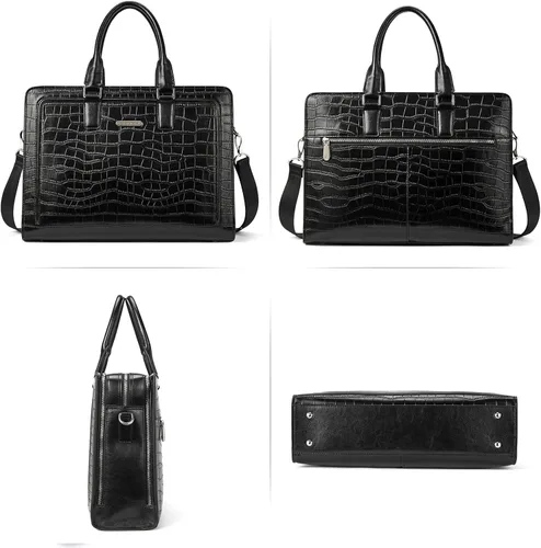 Miniatura 6 de BOSTANTEN Maletín de cuero genuino para mujer, bolso vintage de negocios de 15.6 pulgadas, bolso bandolera para laptop