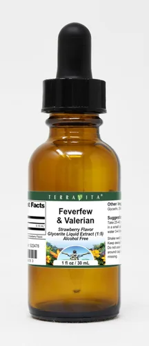 Terravita Extracto líquido de glicerita de matricaria y valeriana (1:5) - Sabor a fresa (1 oz, ZIN: 522478)