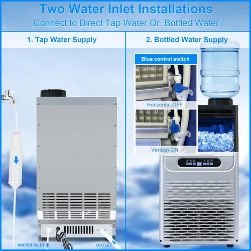 Miniatura 2 de Amzgachfktch - Máquina comercial para hacer hielo, 100 libras/24 horas, máquina para hacer hielo con 2 modos de entrada de agua, capacidad