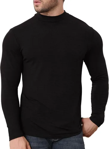 Miniatura 2 de Camisa de cuello alto falso para hombre, de manga larga, ajustada, básica, ajustada, de punto
