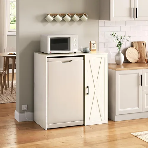 Miniatura 6 de Herture Mini gabinete para refrigerador con almacenamiento, gabinete de barra de café con toma de corriente, se adapta a refrigerador de vino de 24