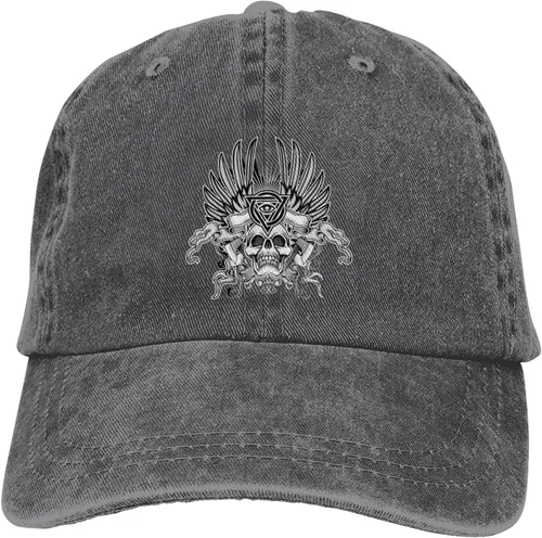 Miniatura 9 de Cowboy Hat Trendy Hats for Man and Women Djustable Four Season Outdoor Baseball Cap of Hell Skull with Angel Deep Heather