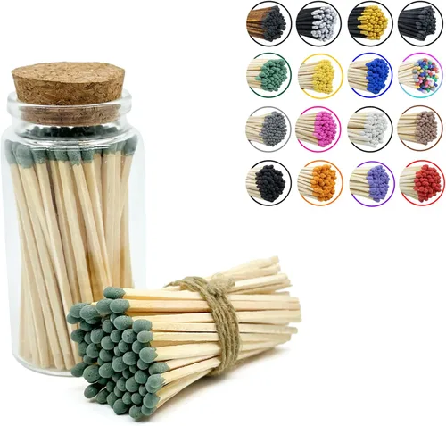 Miniatura 20 de Chandler Studio Fósforos en un frasco Más de 60 cerillas Fósforos decorativos con almohadilla de encendido Encendedor de velas largo