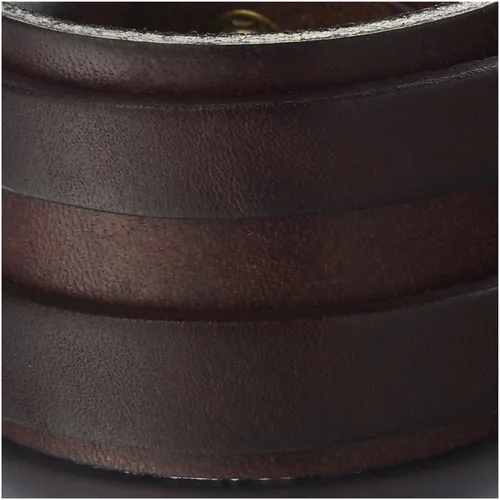 Miniatura 2 de COOLSTEELANDBEYOND Pulsera de cuero genuino metálica para hombre pulsera de cuero ancha con botón a presión