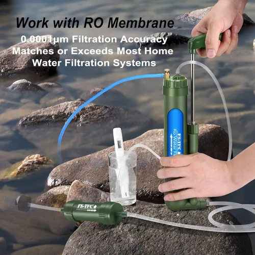 Miniatura 2 de Filtro de agua portátil Equipo de supervivencia de alta precisión y gran flujo opcional 2 en 1 purificación de agua para senderismo, camping, viajes